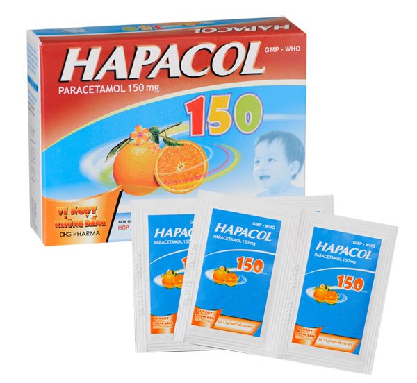 Thuốc Hapacol 150mg DHG vị cam giúp hạ sốt cho trẻ 