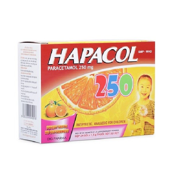 Thuốc Hapacol 250mg DHG giúp hạ sốt cho trẻ em từ 4-6 tuổi 